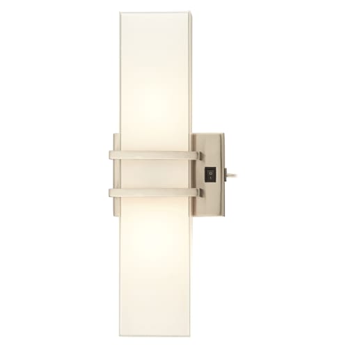 Headboard / Wall Mounted Sconce, Brushed Nickel w/ Frosted Glossy Glass